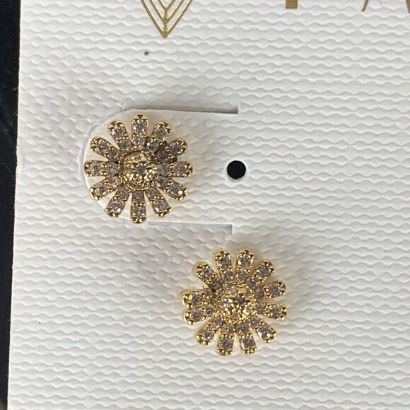 Panacea Floral Rainbow Dangle Earrings Gold Tone Crystal Stud Lead Complaint - Picture 3 of 8